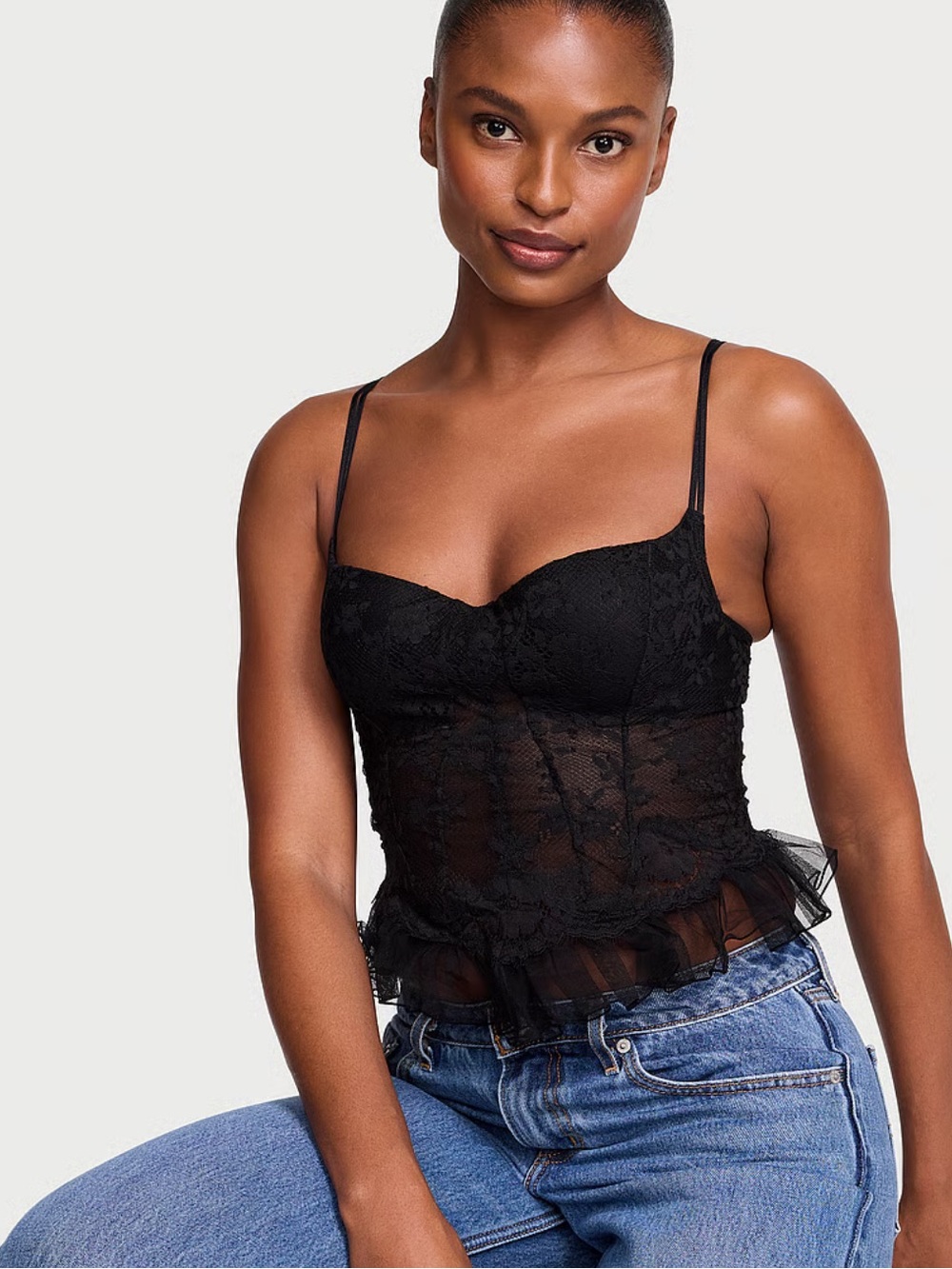 Victoria’s Secret Dream Angels Dare To Dream Lace Ruffle Bra Top Size Medium DD